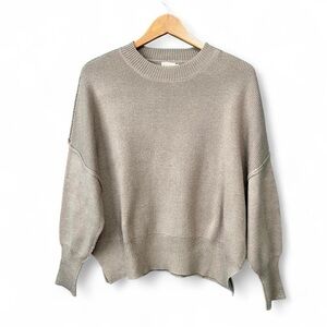 Dreamers by Debut Oversized Ribbed Crop Slouchy Boho Minimalist Pullover Sweater